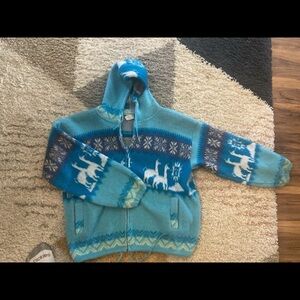 Alpaca coat with Winter Pattern and Full Length Zipper